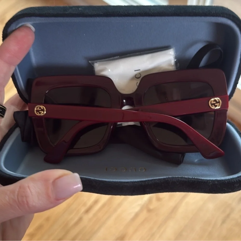 Gucci Burgundy Square Oversized Sunglasses